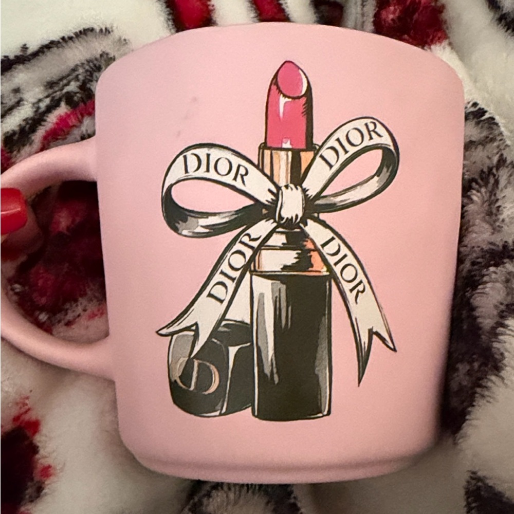 Christian Dior Lipstick & Dior Ribbon Pink Mug, NWT